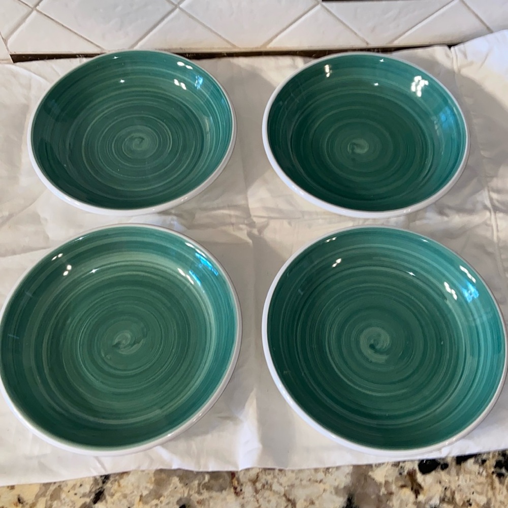 RARE VTG Caleca solid Hand Painted pasta soup bowl Made In Italy Set Of 4